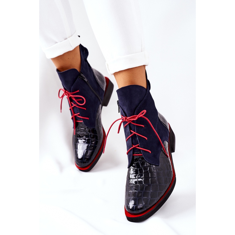 Alberto Violli Bottines Cuir Motif Alligator Bleu Marine Bruselle rouge 2