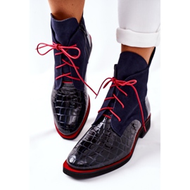 Alberto Violli Bottines Cuir Motif Alligator Bleu Marine Bruselle rouge 1