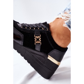 S.Barski Baskets compensées en cuir pour femmes noires Montessori 1