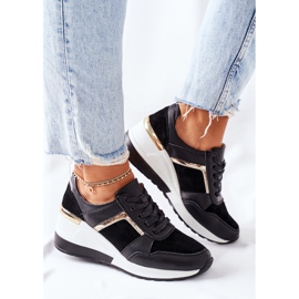 S.Barski Baskets Compensées En Cuir Pour Femmes Noir Blanc Manitoba le noir 2