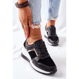 S.Barski Baskets Compensées En Cuir Pour Femmes Noir Blanc Manitoba le noir 1