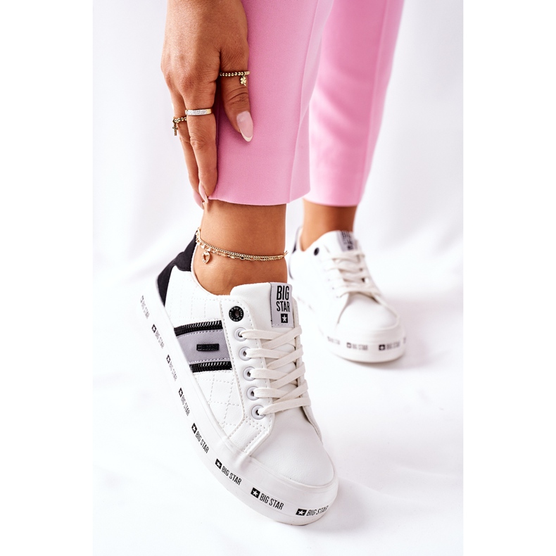 Baskets en cuir sur la plate-forme Big Star II274071 blanche 2 Baskets en cuir sur la plate-forme Big Star II274071 blanche 2