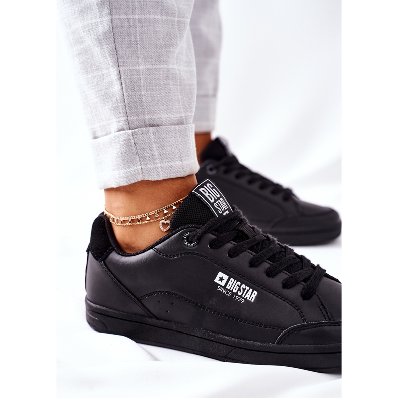 Baskets en cuir pour femmes en mousse à mémoire Big Star II274320 Noir le noir 1