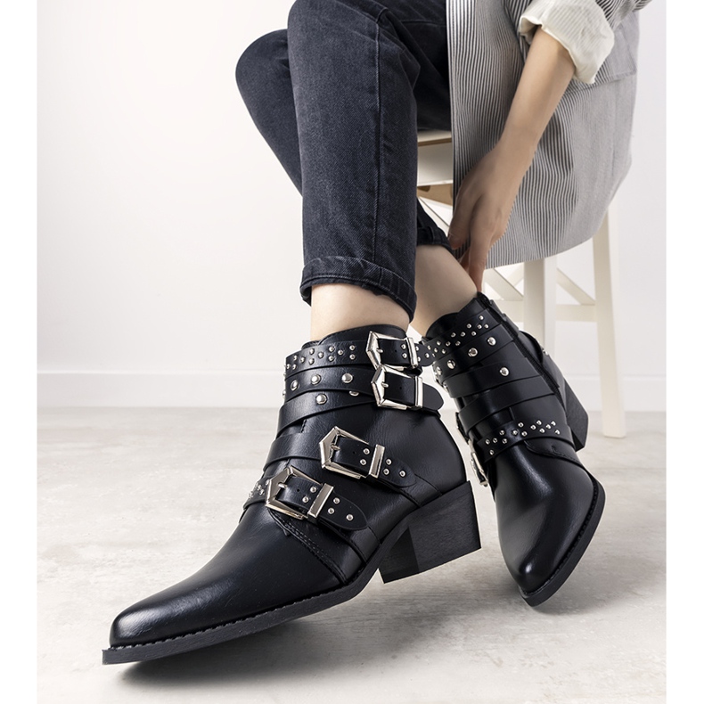 Santiags noires à rayures Ergost le noir 1