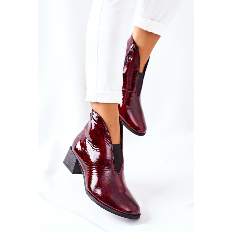 Bottes chaudes en cuir à talon haut Maciejka 04777-23 Bordeaux rouge 2