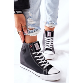 Baskets En Cuir Sur Wedge Cross Jeans II2R4025 Noir le noir 3