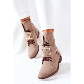 Bottes en daim cappuccino pour femmes Nicole 2676 beige 2