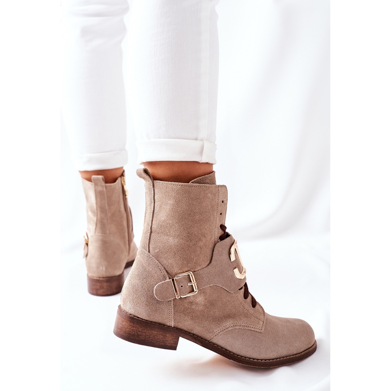 Bottes en daim cappuccino pour femmes Nicole 2676 beige 1