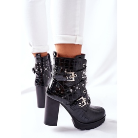BM Boots On A Post Crocodile Laqué Noir Wombridge le noir 6