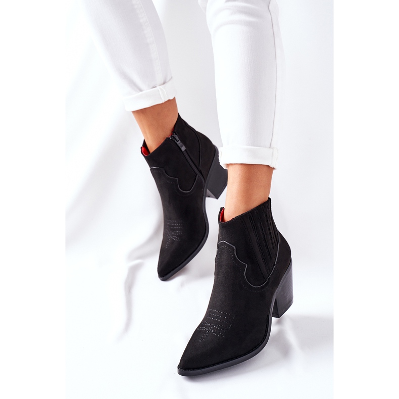 Bottes de cowboy pour femmes en daim noir Beamhurst le noir 2