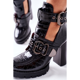 Boots On a Post Boucle Laquée Noir Crocodile Bramshall le noir 5