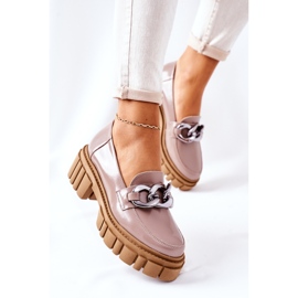 Mocassins Brogues Femme Cuir Cappuccino Laura Messi 2339 beige 2