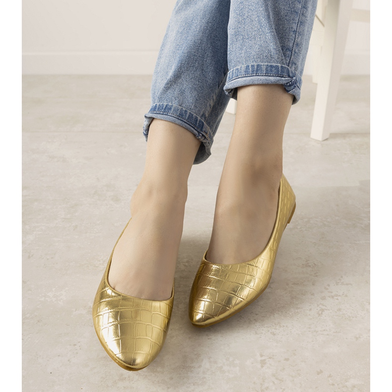 Ballerines dorées au motif peau de crocodile Camilia 1