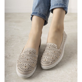 Mocassins beiges à motif Loretta ajouré 1