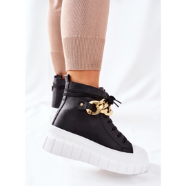 PB1 Baskets hautes sur la plate-forme noire La Rocca le noir 1