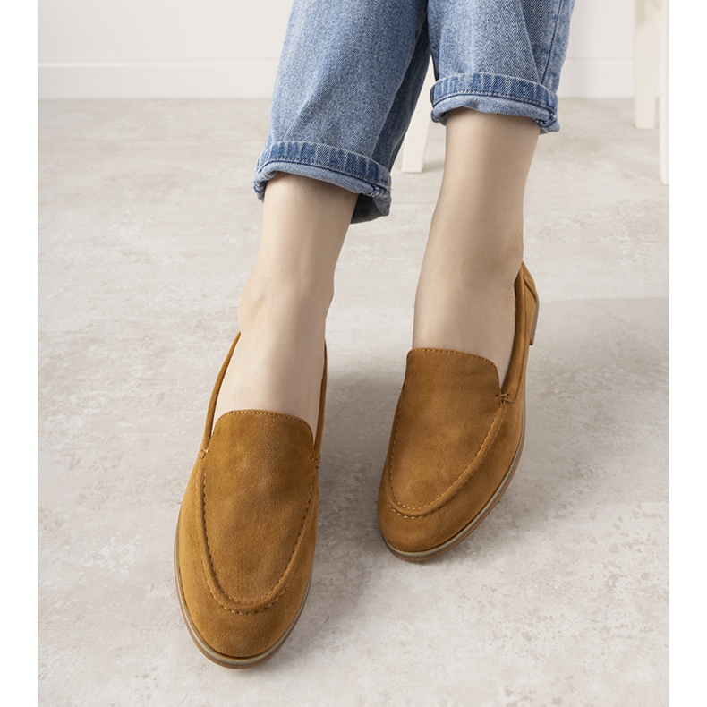 Mocassins Downtown à talon plat camel brun 1