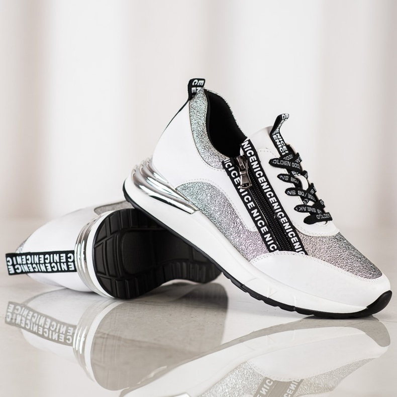 Baskets VINCEZA avec fermeture éclair blanche gris 1 Baskets VINCEZA avec fermeture éclair blanche gris 1