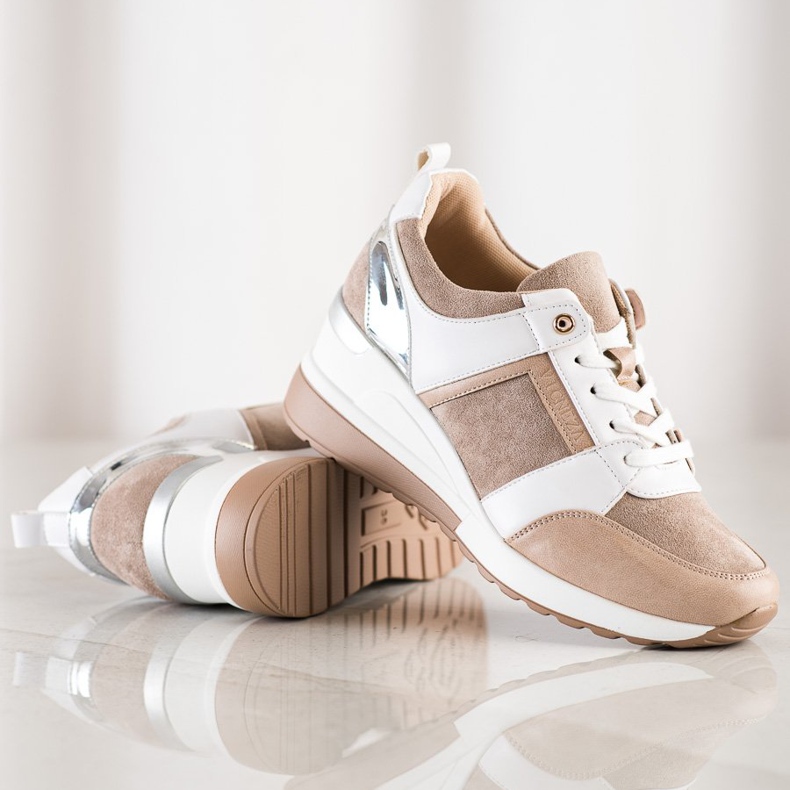 Baskets décontractées VINCEZA beige blanc brun 1