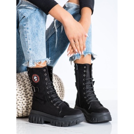SHELOVET Bottes en daim sur la plateforme le noir 2