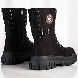 SHELOVET Bottes en daim sur la plateforme le noir 4