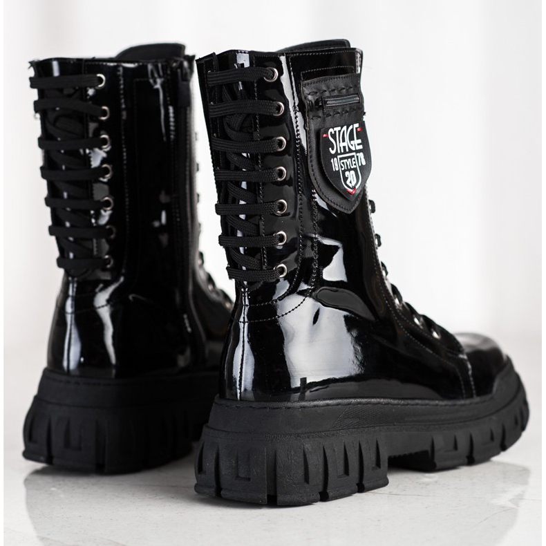 SHELOVET Bottes noires sur plateforme le noir 1