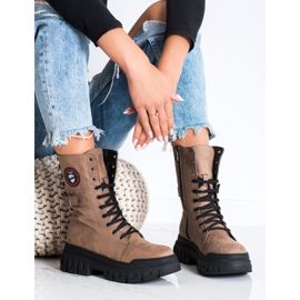 SHELOVET Bottes en daim sur la plate-forme brun 4