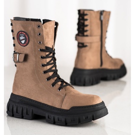 SHELOVET Bottes en daim sur la plate-forme brun 3