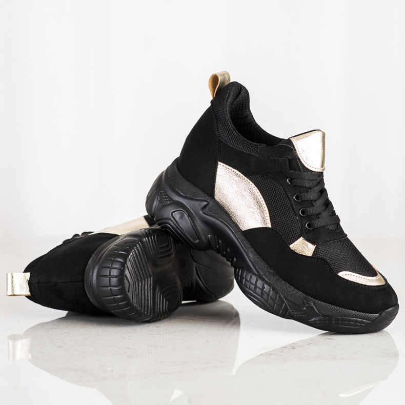 SHELOVET Baskets confortables NOIR et OR le noir d'or 2