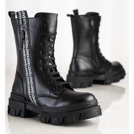 SHELOVET Bottes Avec Amour En Cuir Éco le noir 1