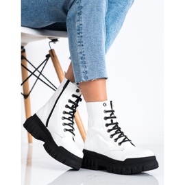 SHELOVET Bottes chaudes en cuir écologique blanc 1