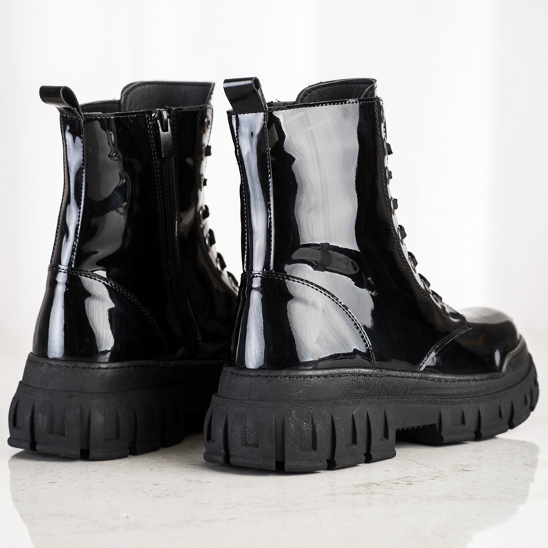 SHELOVET Bottes chaudes en cuir écologique le noir 1