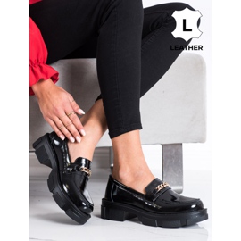 Filippo Richelieus En Cuir Avec Une Chaîne noir 1