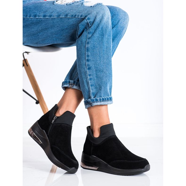 Filippo Baskets en cuir sur une fermeture éclair le noir 2