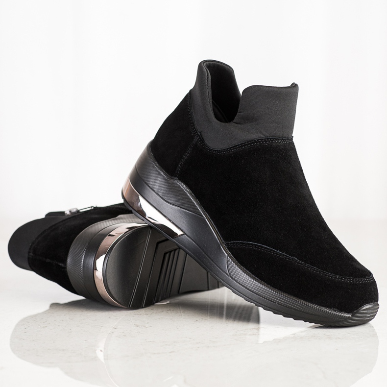 Filippo Baskets en cuir sur une fermeture éclair le noir 1