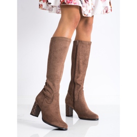 SHELOVET Bottines à talons en daim brun 2