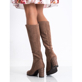SHELOVET Bottines à talons en daim brun 1