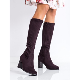 SHELOVET Bottines à talons en daim violet 2
