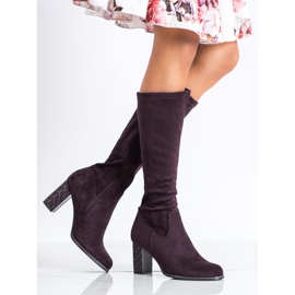 SHELOVET Bottines à talons en daim violet 3