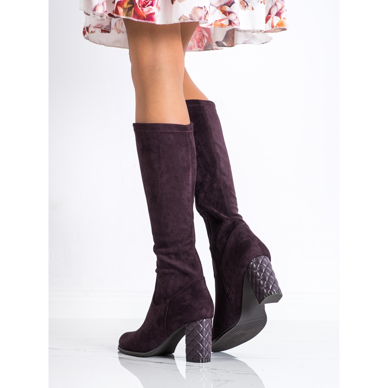SHELOVET Bottines à talons en daim violet 1
