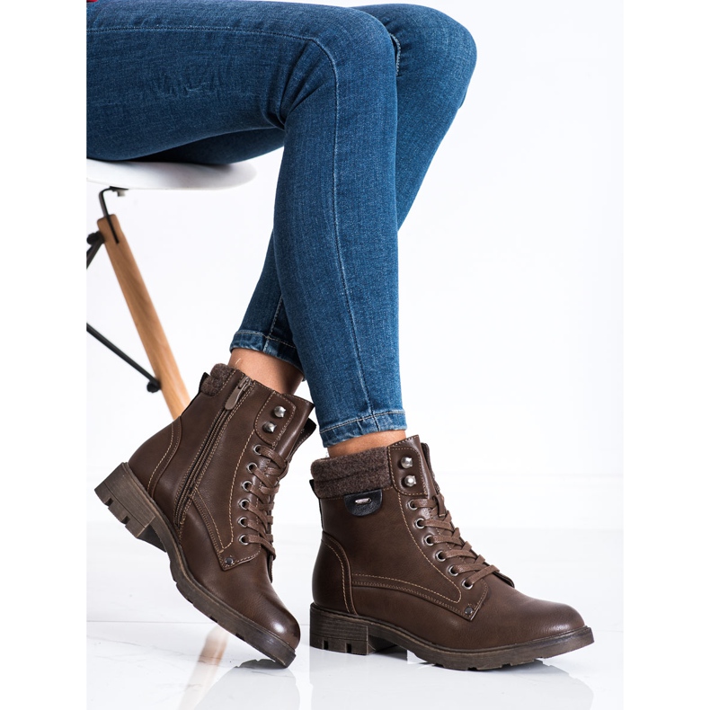 SHELOVET Bottes chaudes à lacets brun 2