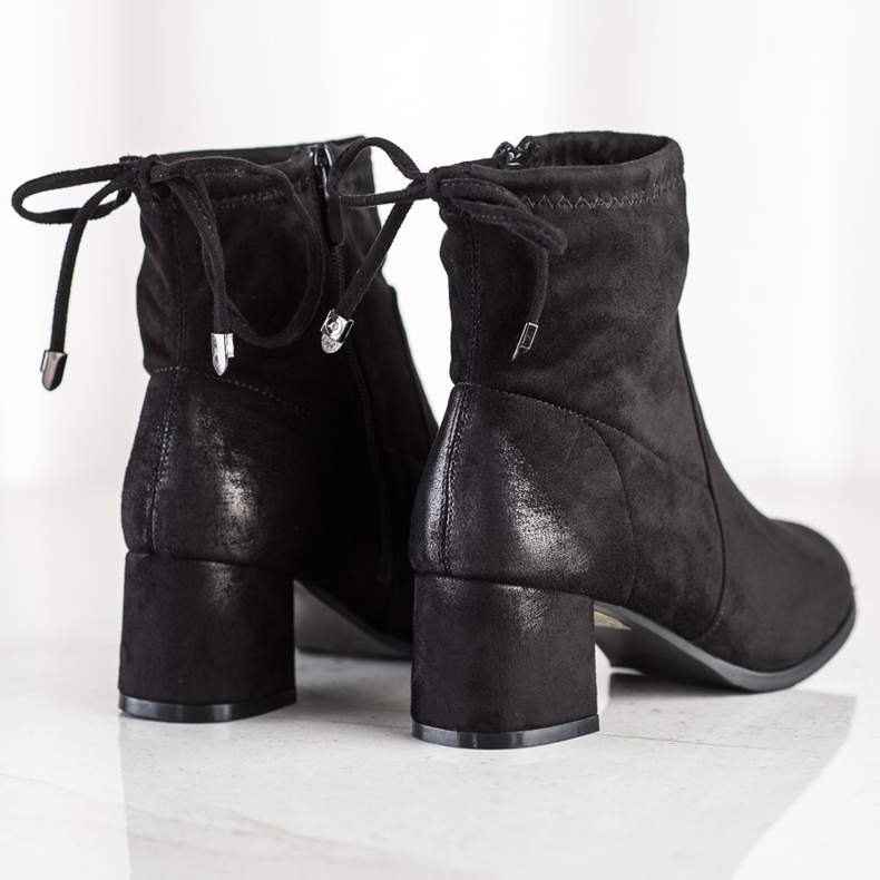 SHELOVET Bottes noires en daim 1