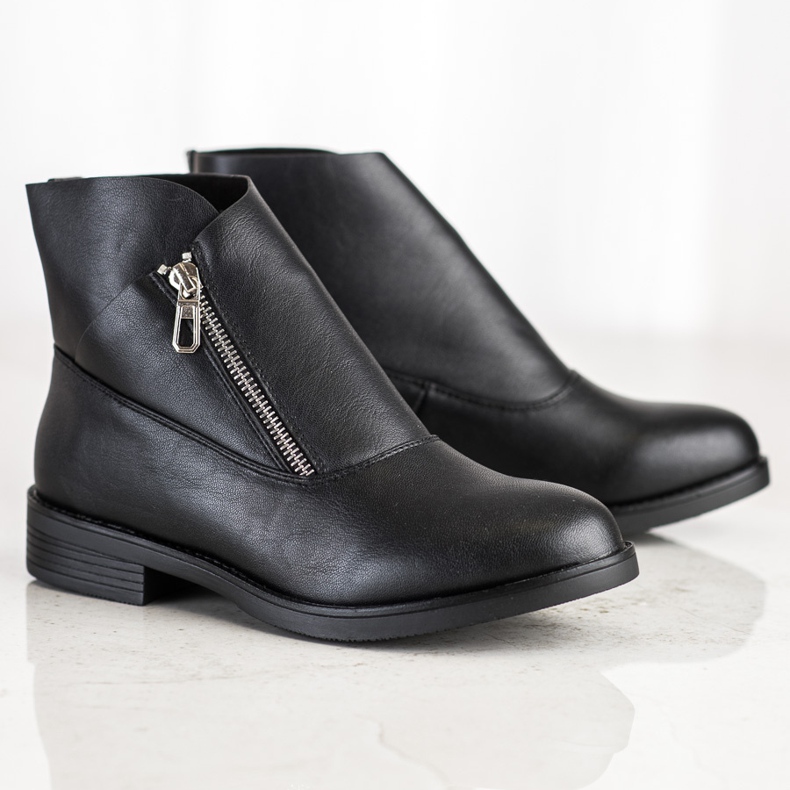 SHELOVET Bottines noires sur une fermeture éclair 1