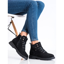 SHELOVET Bottines en daim à lacets le noir 3