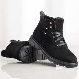 SHELOVET Bottines en daim à lacets le noir 1