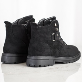 SHELOVET Bottines en daim à lacets noir 2