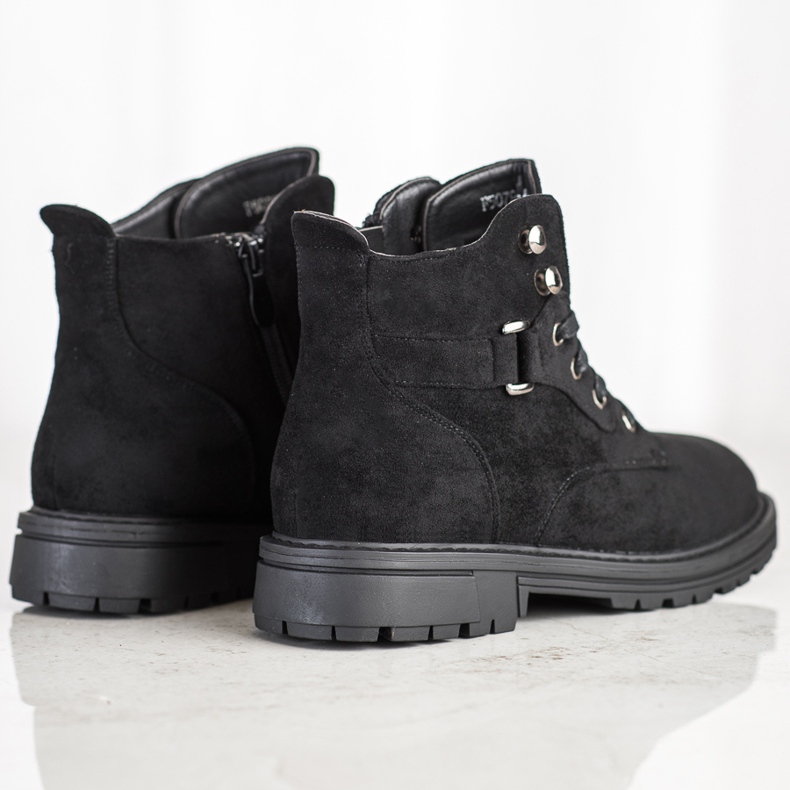 SHELOVET Bottines en daim à lacets noir 2