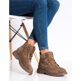 SHELOVET Bottines en daim à lacets brun 4