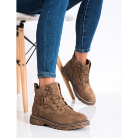 SHELOVET Bottines en daim à lacets brun 1