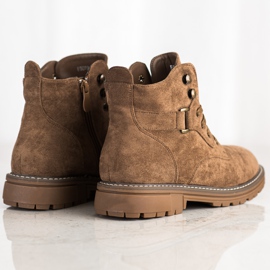 SHELOVET Bottines en daim à lacets brun 2