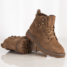 SHELOVET Bottines en daim à lacets brun 3